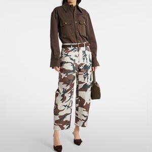 NEW Nili Lotan Ivory Brown Camo Shon, 2